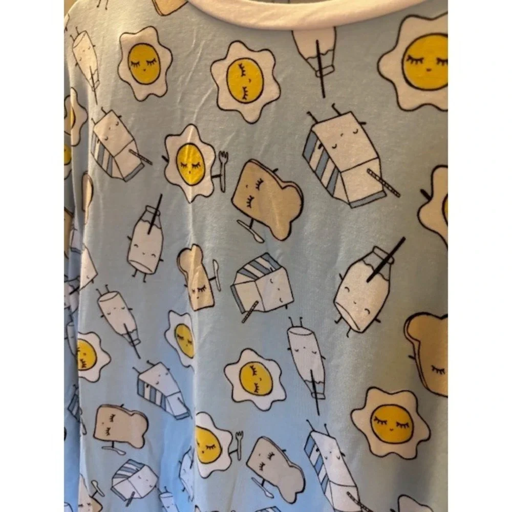 Little Sleepies Blue Breakfast Buddies Pajama Top Bamboo Viscose Adult S Large